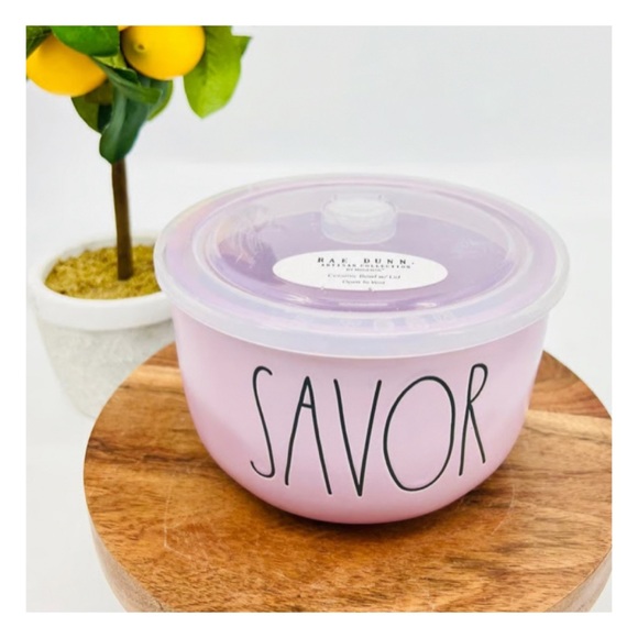 NEW Rae Dunn Baby Pink Round Savor Food Storage Container Bowl with Vented Lid - Picture 1 of 3